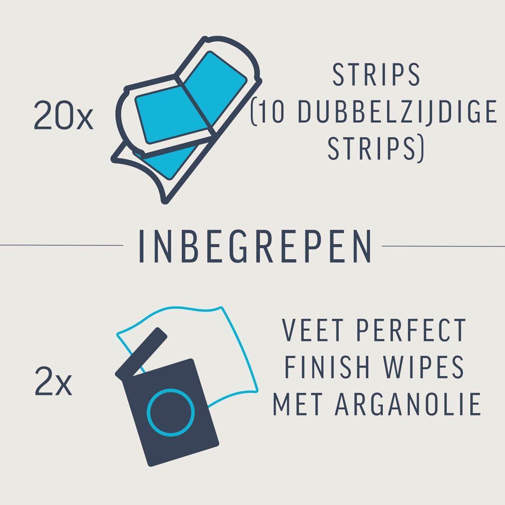 Instructies voor het gebruik van ontharingsstrips en doekjes.