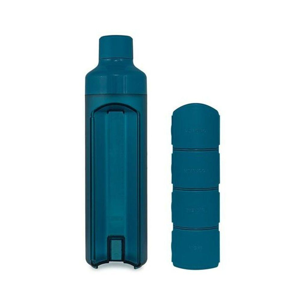 YOS Water Bottle & Pill Box Daily Bold Blue