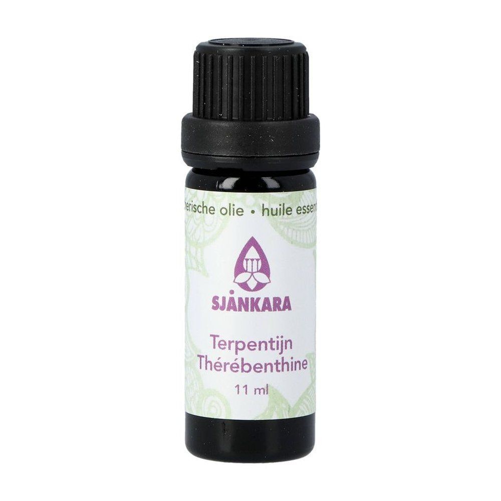 Un flacon d'huile essentielle de térébenthine Shankara, 11 ml.