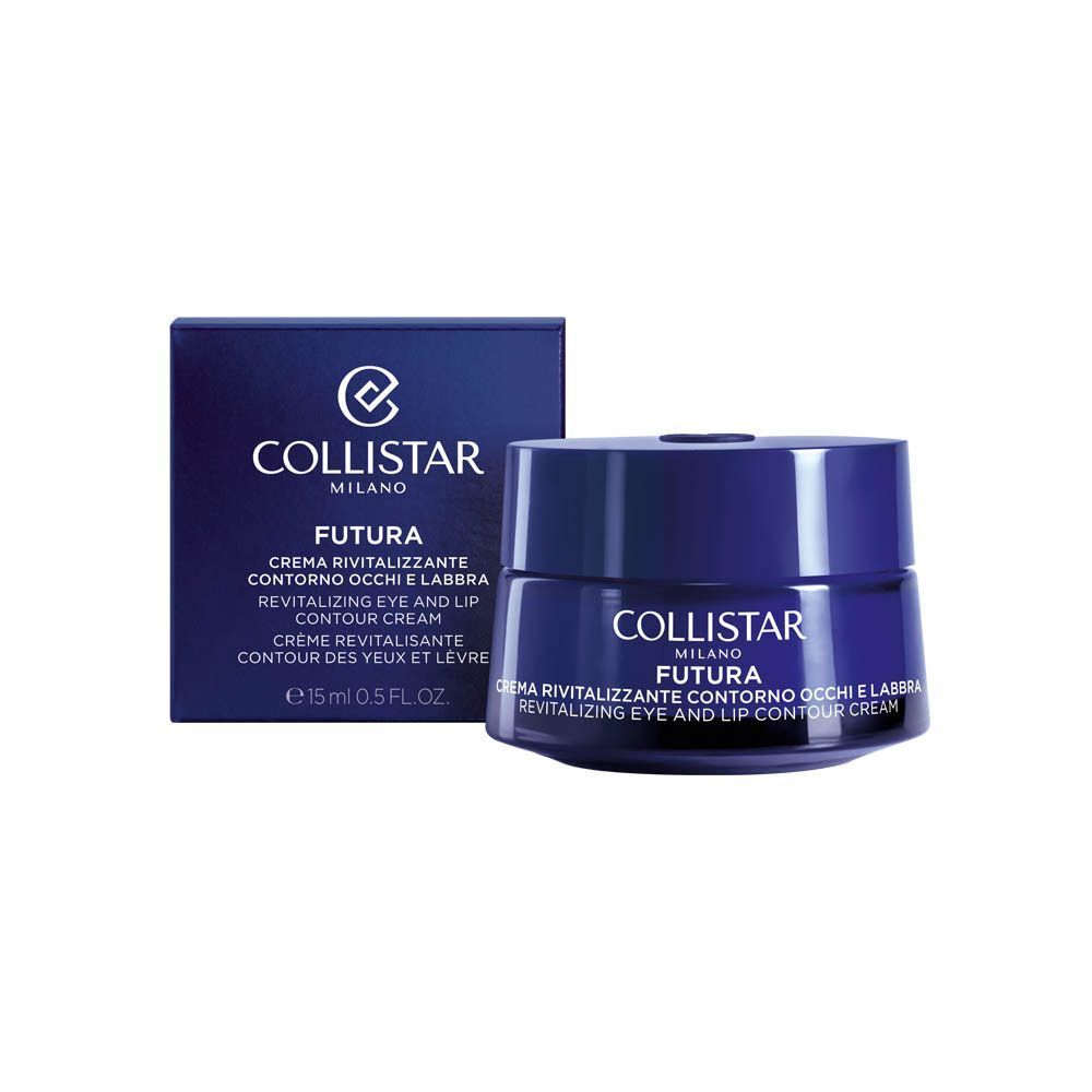 Pot de crème contour des yeux et lèvres revitalisante Collistar Futura et sa boîte.