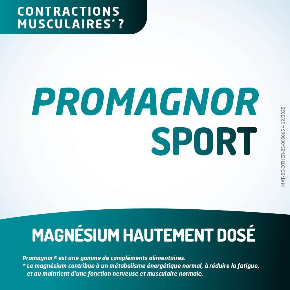Promagnor Sport Magnésium hautement dosé, pour une fonction musculaire normale.