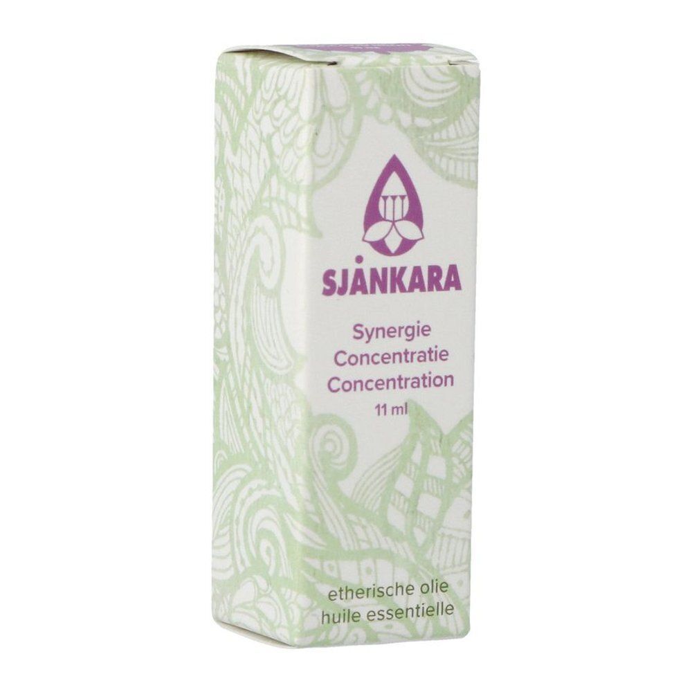 Une boîte d'huile essentielle de concentration Sjankara, 11 ml, avec motif floral.