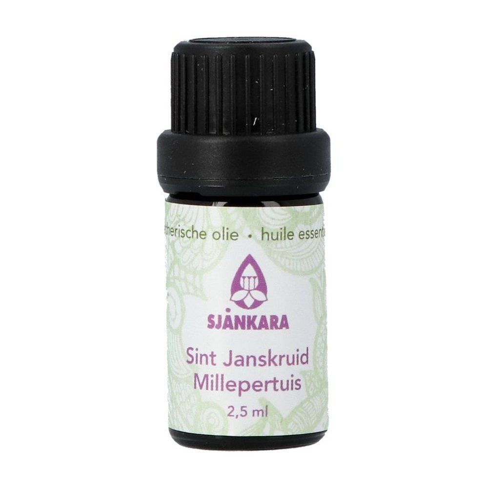 Un flacon d'huile essentielle de millepertuis Shankara, 2,5 ml.