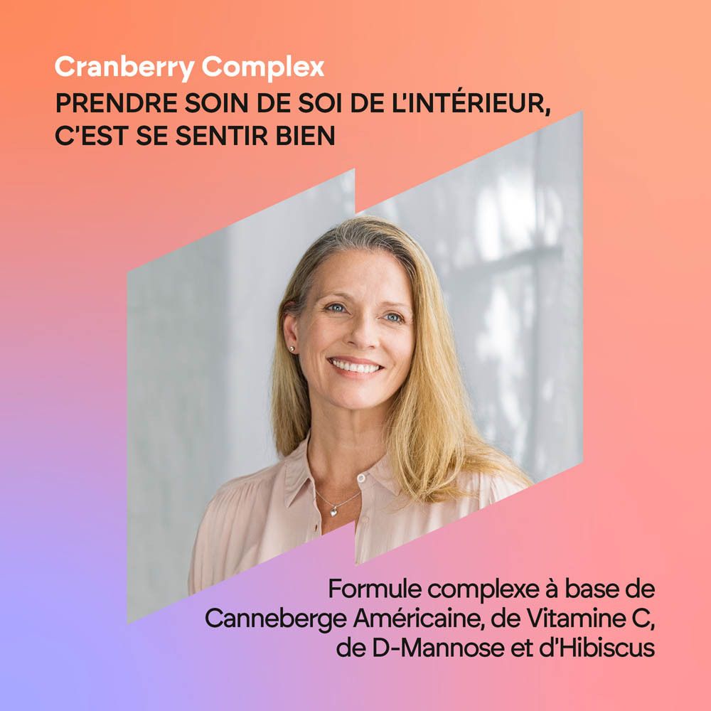 Arrière de la boîte de gélules Nutralie Cranberry Complex avec informations nutritionnelles.