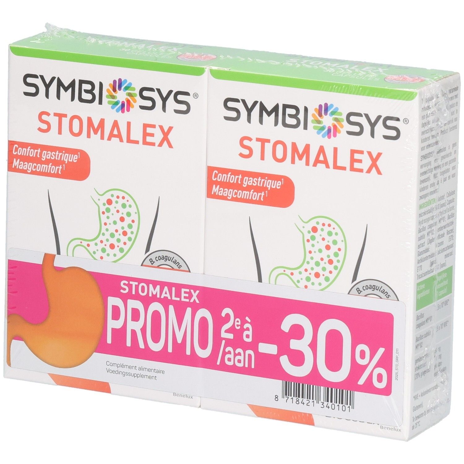 SYMBIOSYS® Stomalex | B. coagulans MY®01 & subtilis MY®02 Maagcomfort 2de aan -30% 2x30 Gecomprimeerde tabletten