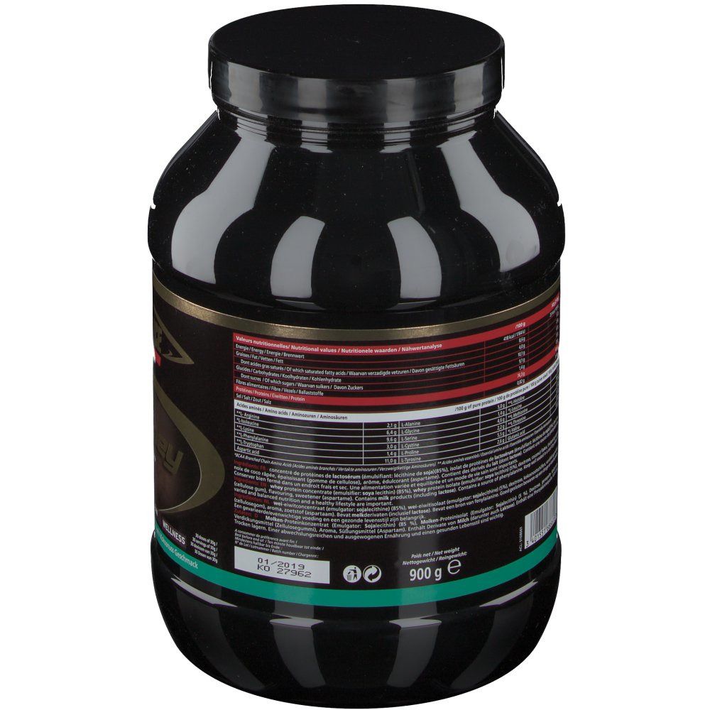 Pot noir avec étiquette. Informations nutritionnelles et ingrédients. 900g.