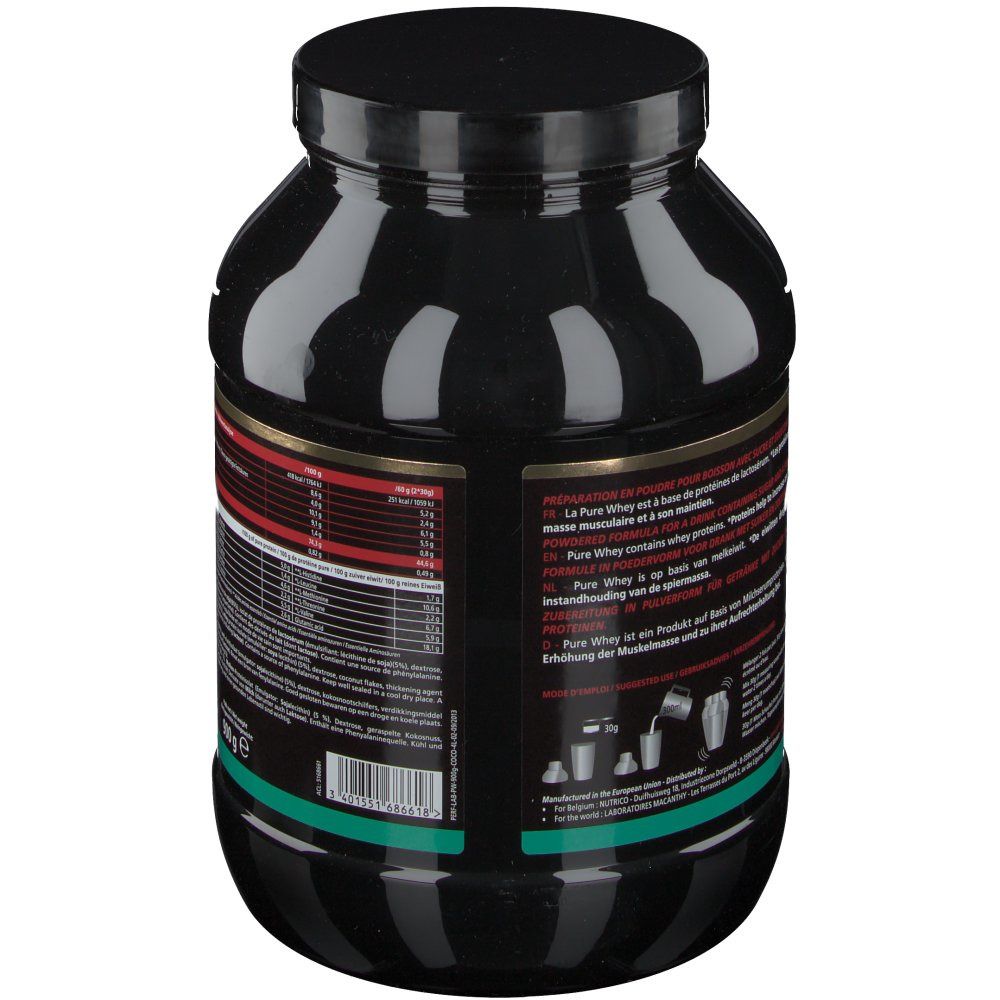 Pot noir avec étiquette. Instructions de préparation. 900g. Illustration de shaker.