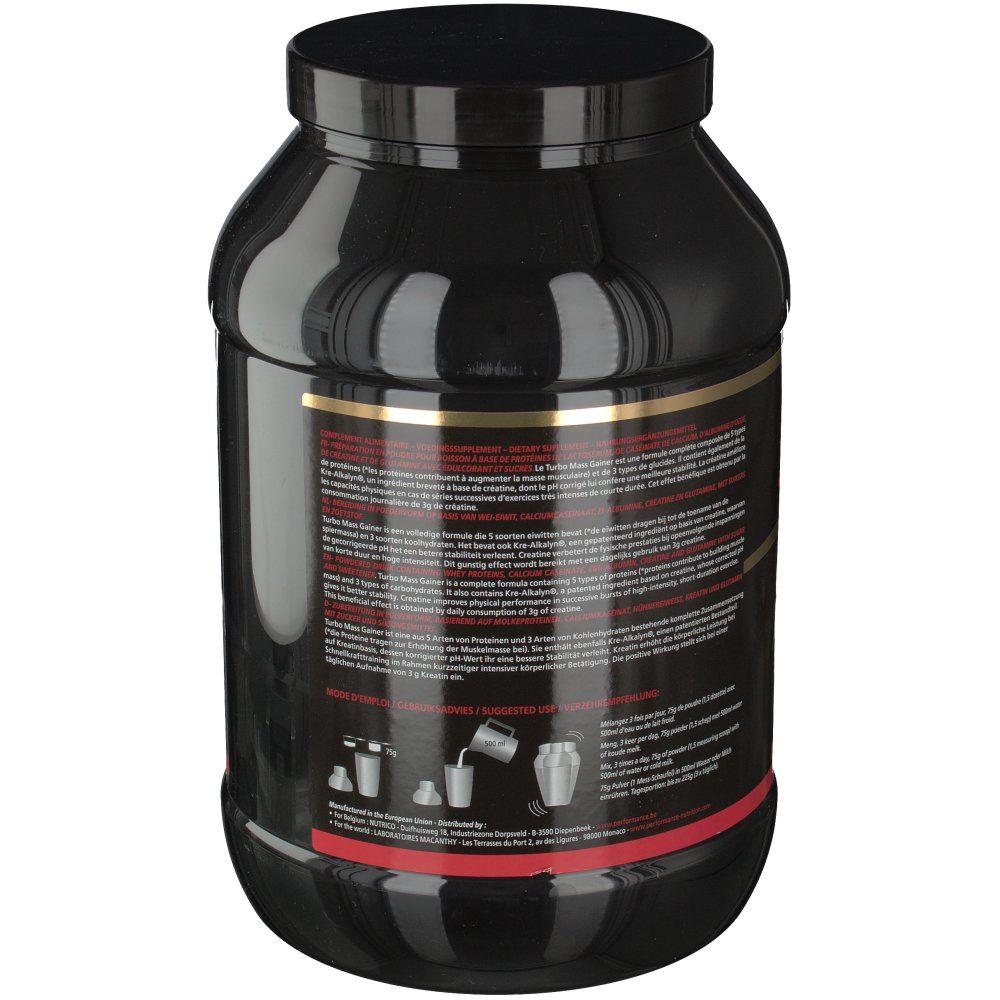 Pot noir, dos avec informations produit et instructions de préparation. Bande rouge en bas.