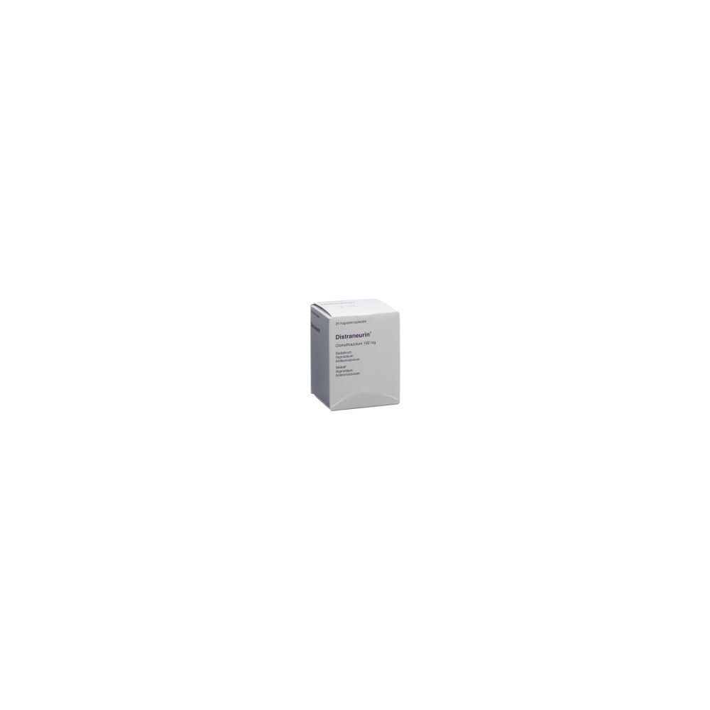 Karton mit Produktinformationen. Aufschrift: Distraneurin Kaps Fl 25 Stk.