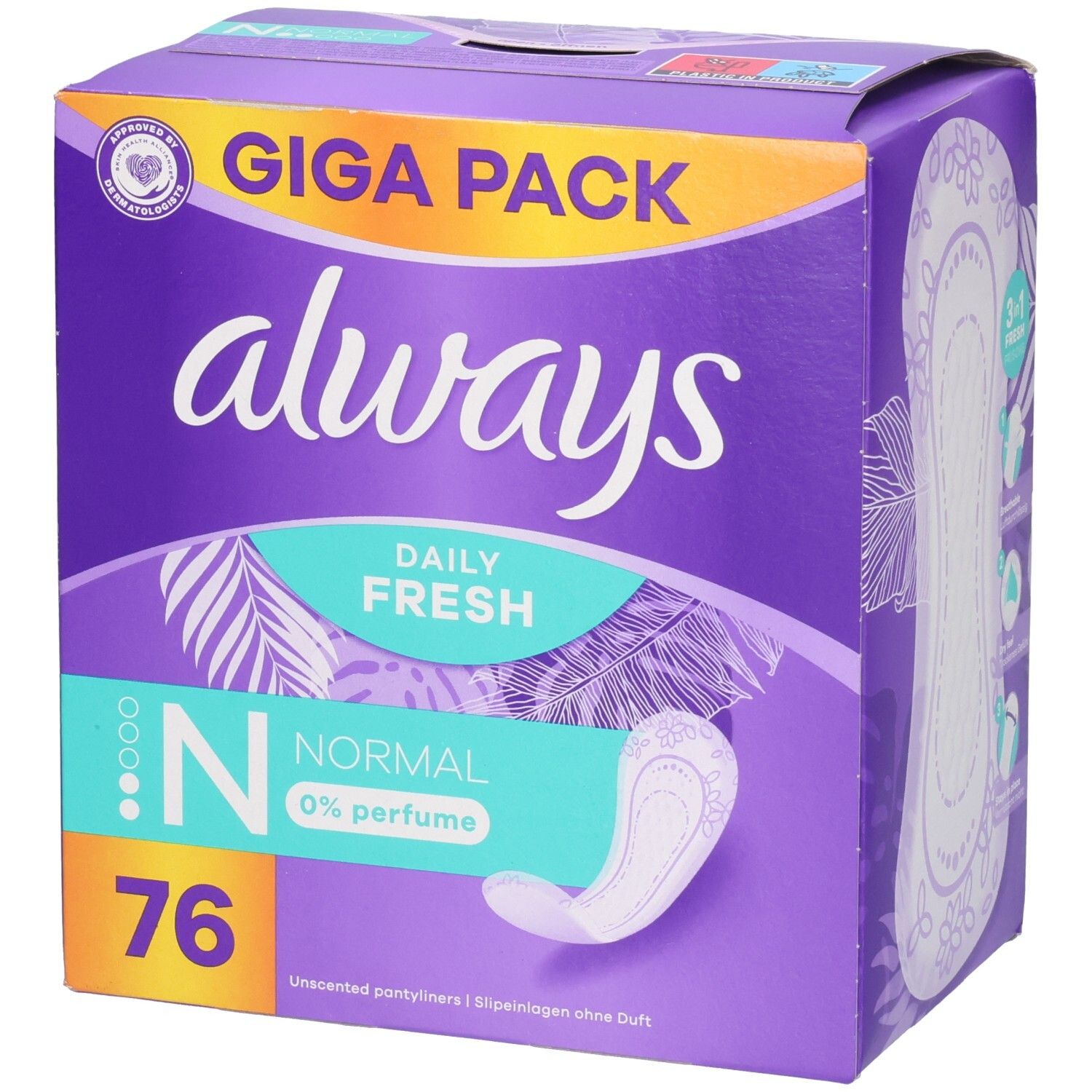 Always Slipeinlage Normal ohne Duft GigaP 76 Stk St Binden