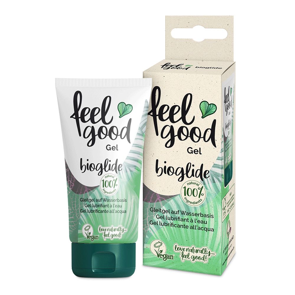 Tube et emballage avec nom et logo du produit. Design vert et blanc. Inscription : Gel lubrifiant à l'eau.