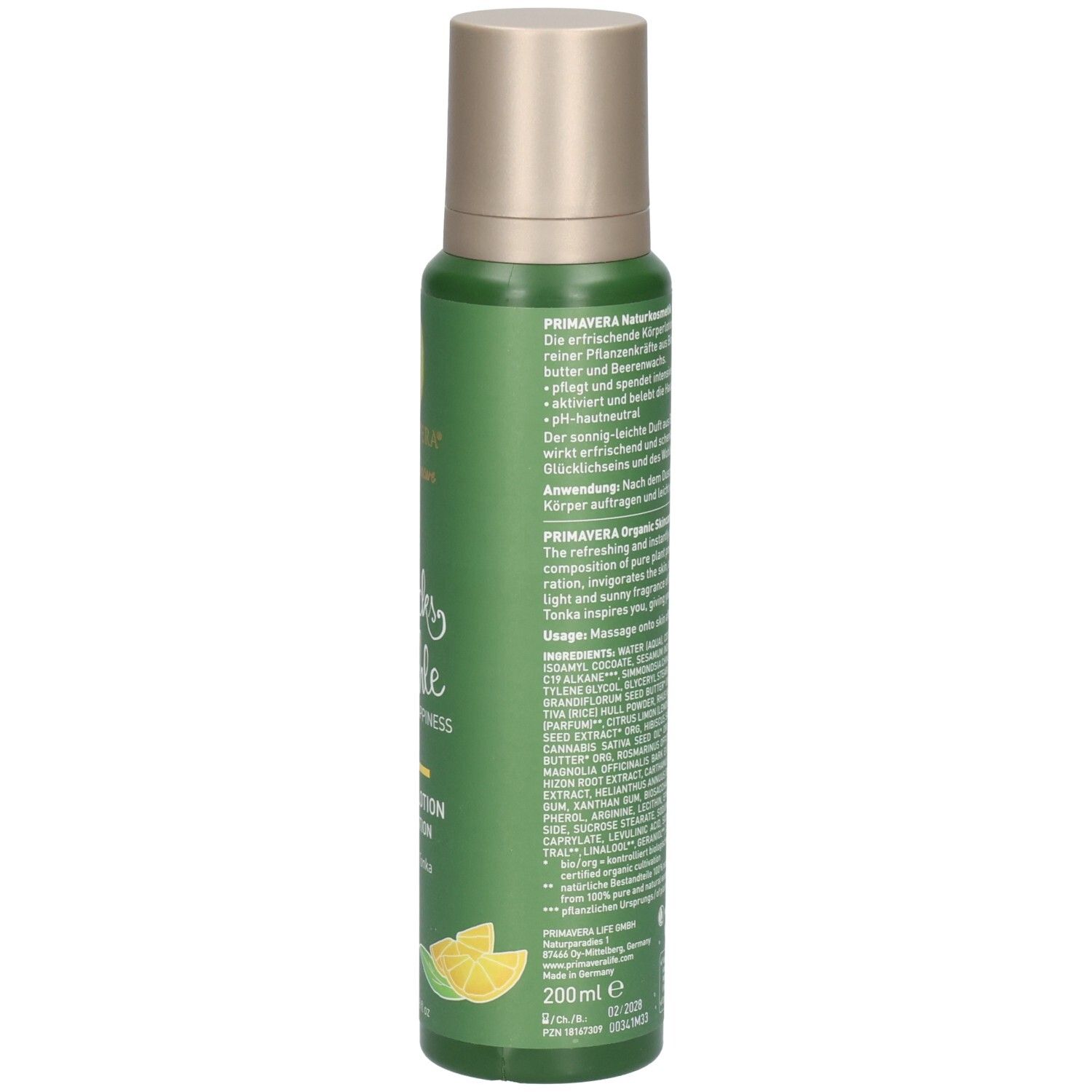 Primavera Bio Duschgel mit Zitrusduft, 200ml.