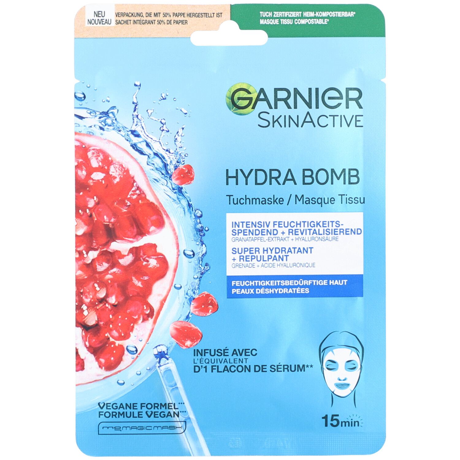 Garnier Hydra Bomb Feuchtigkeitsspendende & Aufpolsternde Tissuemaske