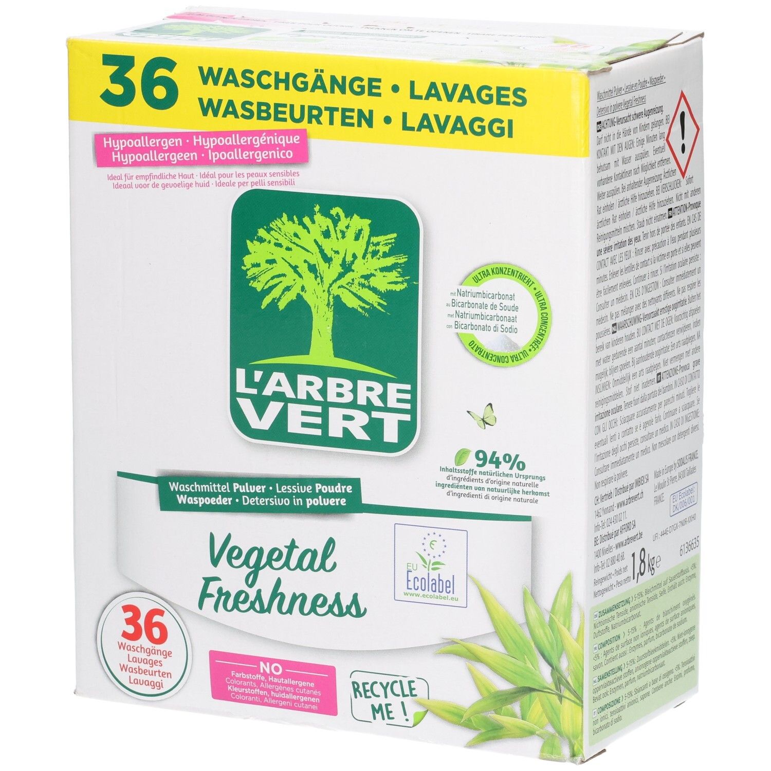L'Arbre Vert® Eco waspoeder Plantaardige frisheid voor witte was 1,8 Poeder