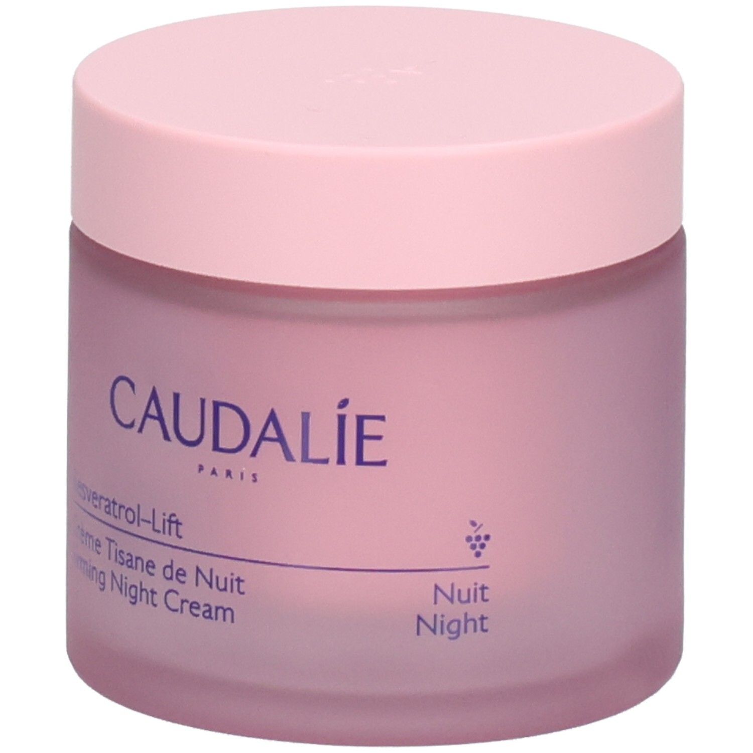 CAUDALIE Resveratrol-Lift Crème Tisane de Nuit pot, verso avec instructions d'application.