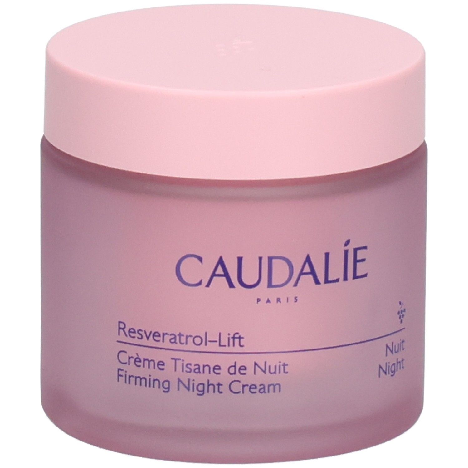 CAUDALIE Resveratrol-Lift Crème Tisane de Nuit pot, verso avec instructions d'application.