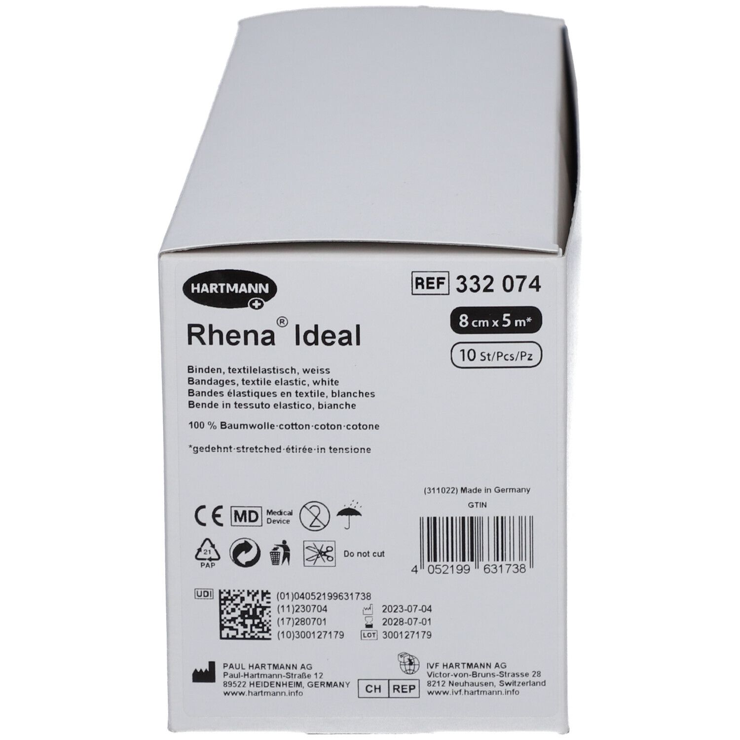 Hartmann Rhena® Ideal Bandes de fixation 8 cm x 5 m blanches