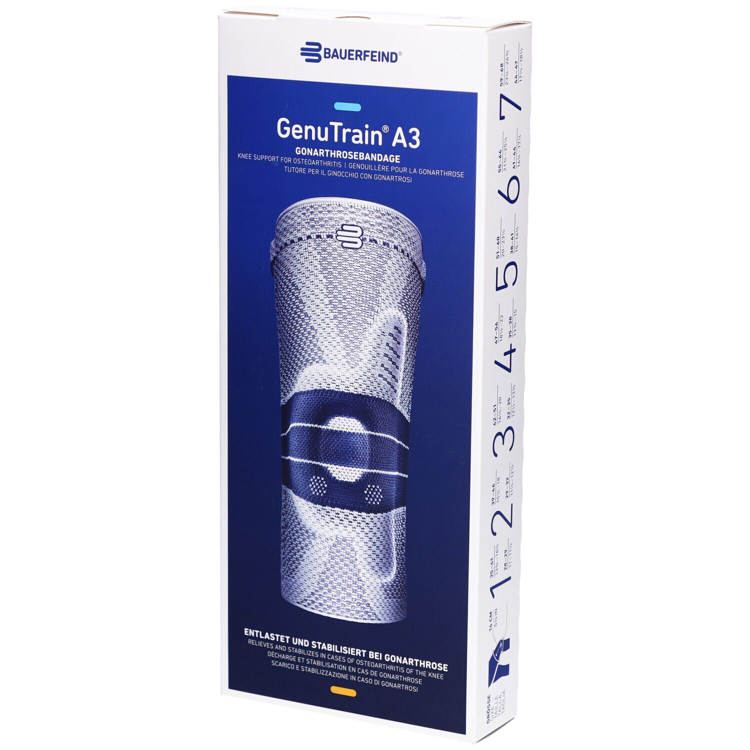 Bauerfeind GenuTrain® A3 Kniebandage Größe 2 Titan Rechts