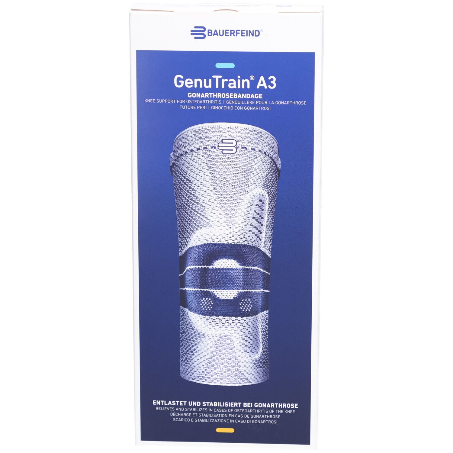 Bauerfeind GenuTrain® A3 Kniebandage Größe 6 Titan Rechts