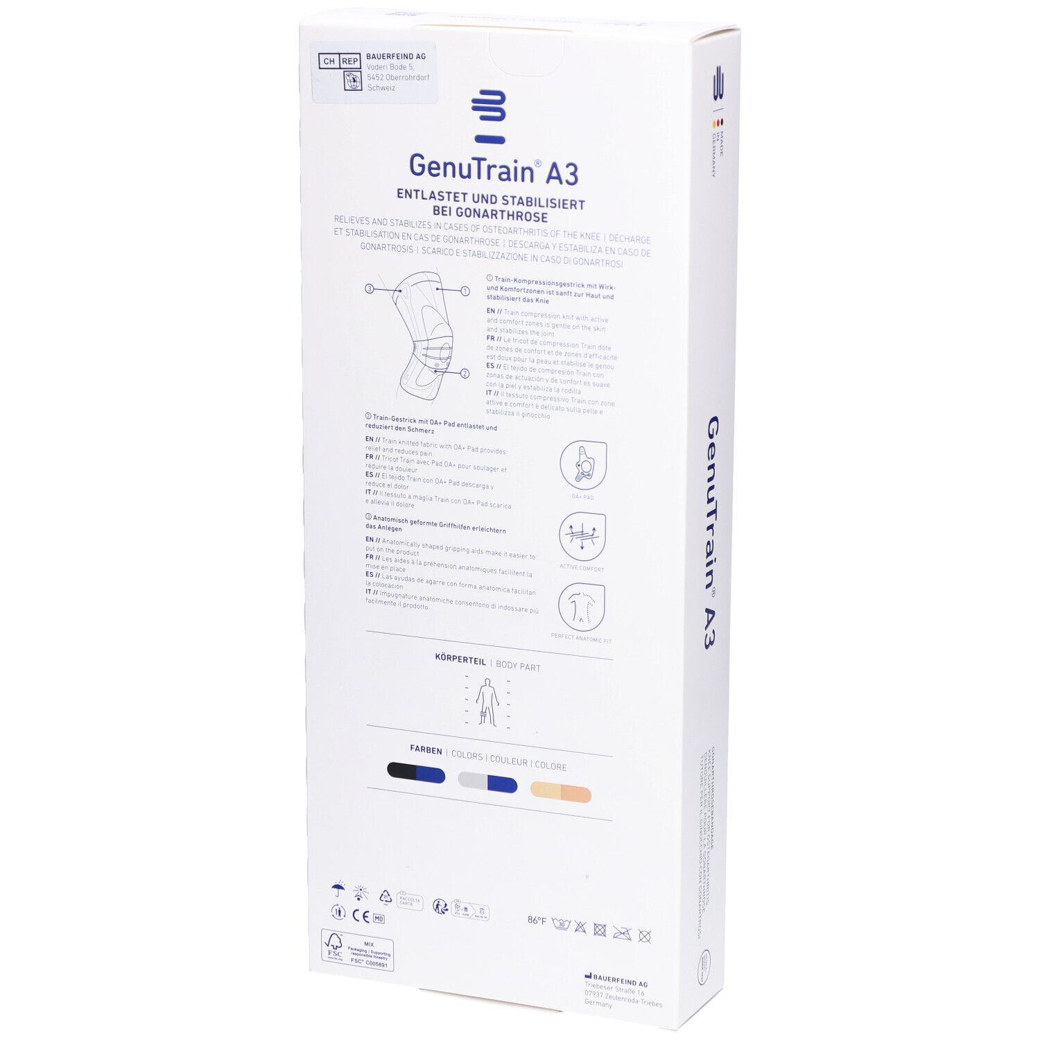 Bauerfeind GenuTrain® A3 Kniebandage Größe 4 Titan Links