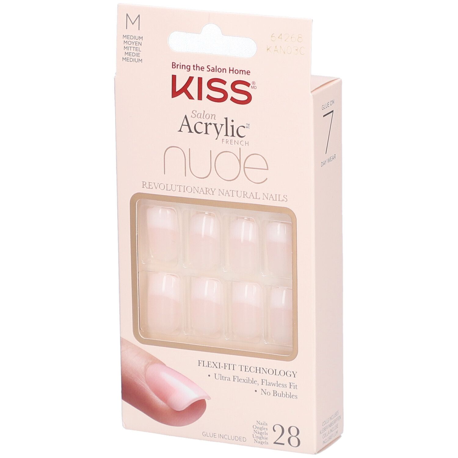 Kiss Salon Acrylic Faux ongles French Nude Taille M
