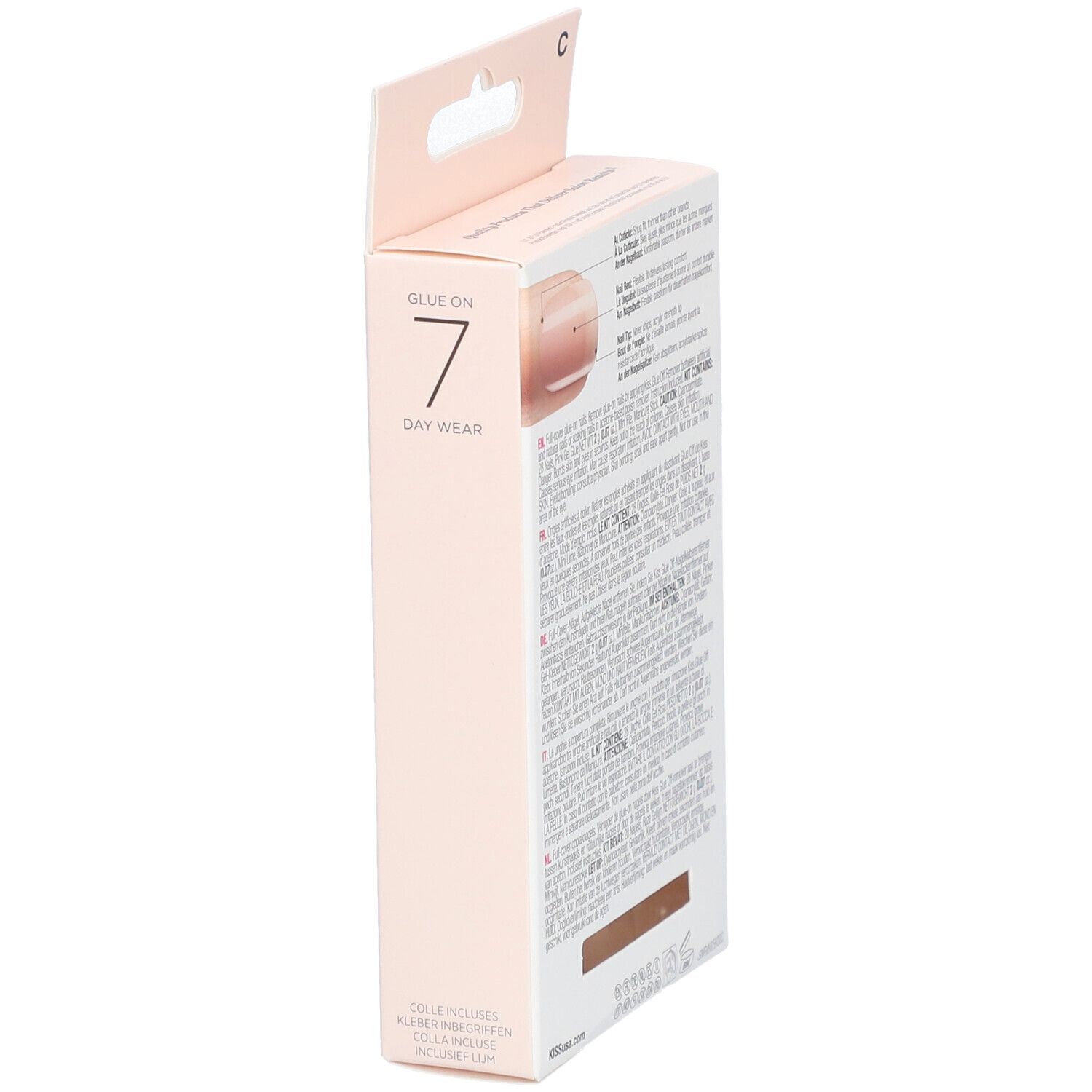 KISS Salon Acrylic French Nude Verpackung. 7 Tage Haltbarkeit. Informationen zur Anwendung.