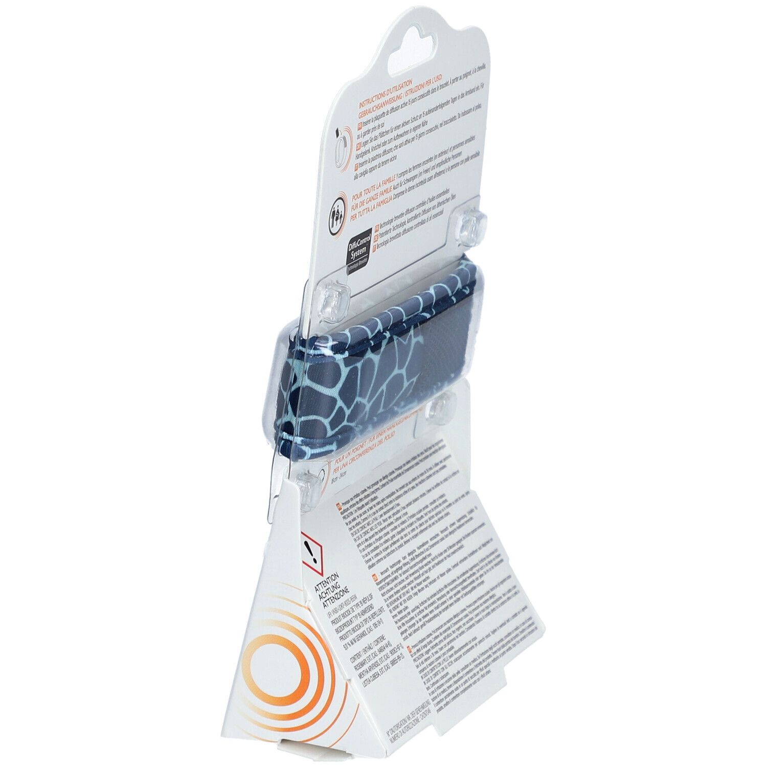 Rückseite der Parakito-Verpackung. Gebrauchsanweisung, Warnhinweise. Winkelansicht.