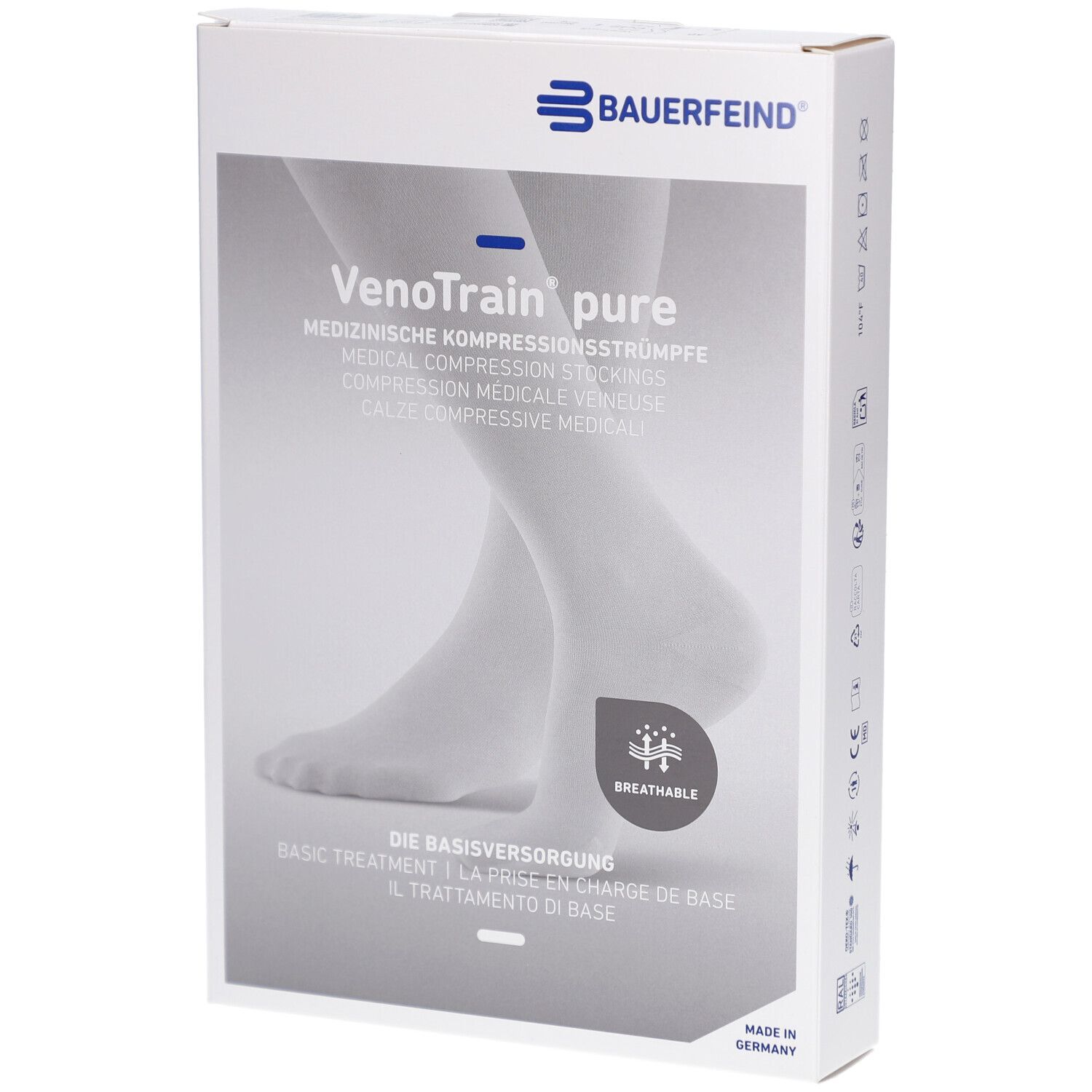 Bauerfeind VenoTrain Pure AD Ccl2 L n/l Kniestrümpfe mit offenem Fuß, beige