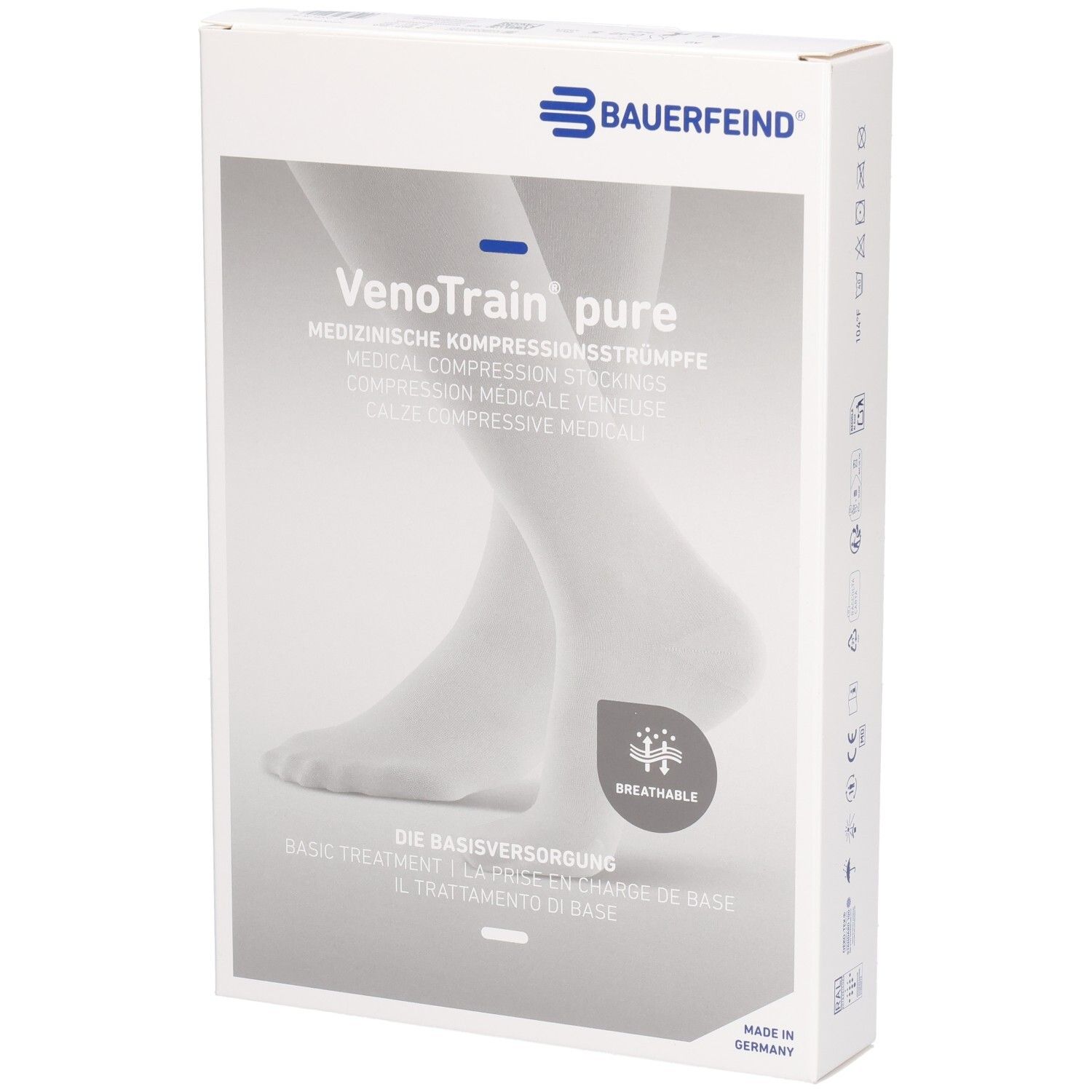 Bauerfeind VenoTrain Pure AD Ccl2 S p/l Kniestrümpfe mit offenem Fuß, beige