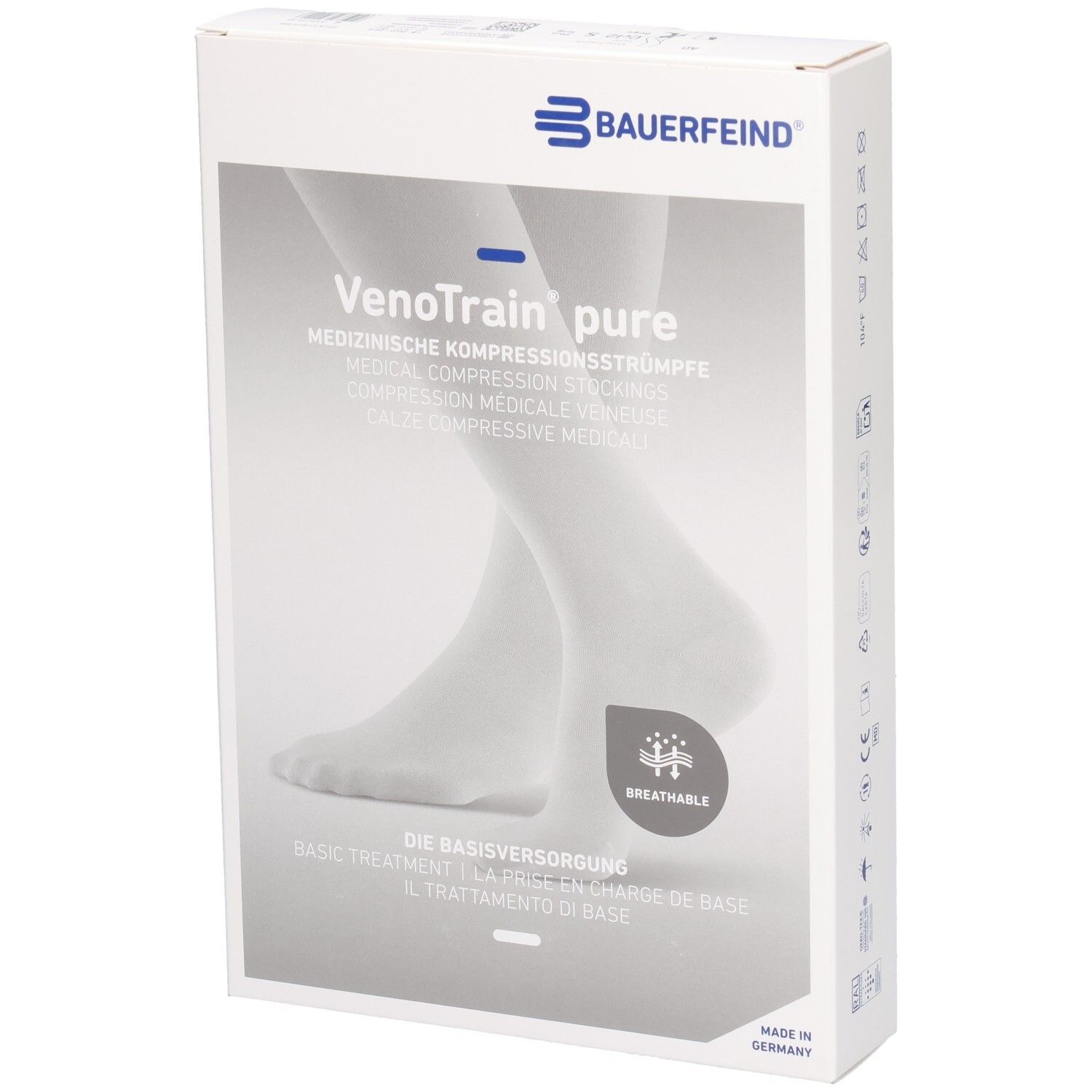 Bauerfeind VenoTrain Pure AD Ccl2 S p/l Kniestrümpfe mit offenem Fuß, beige