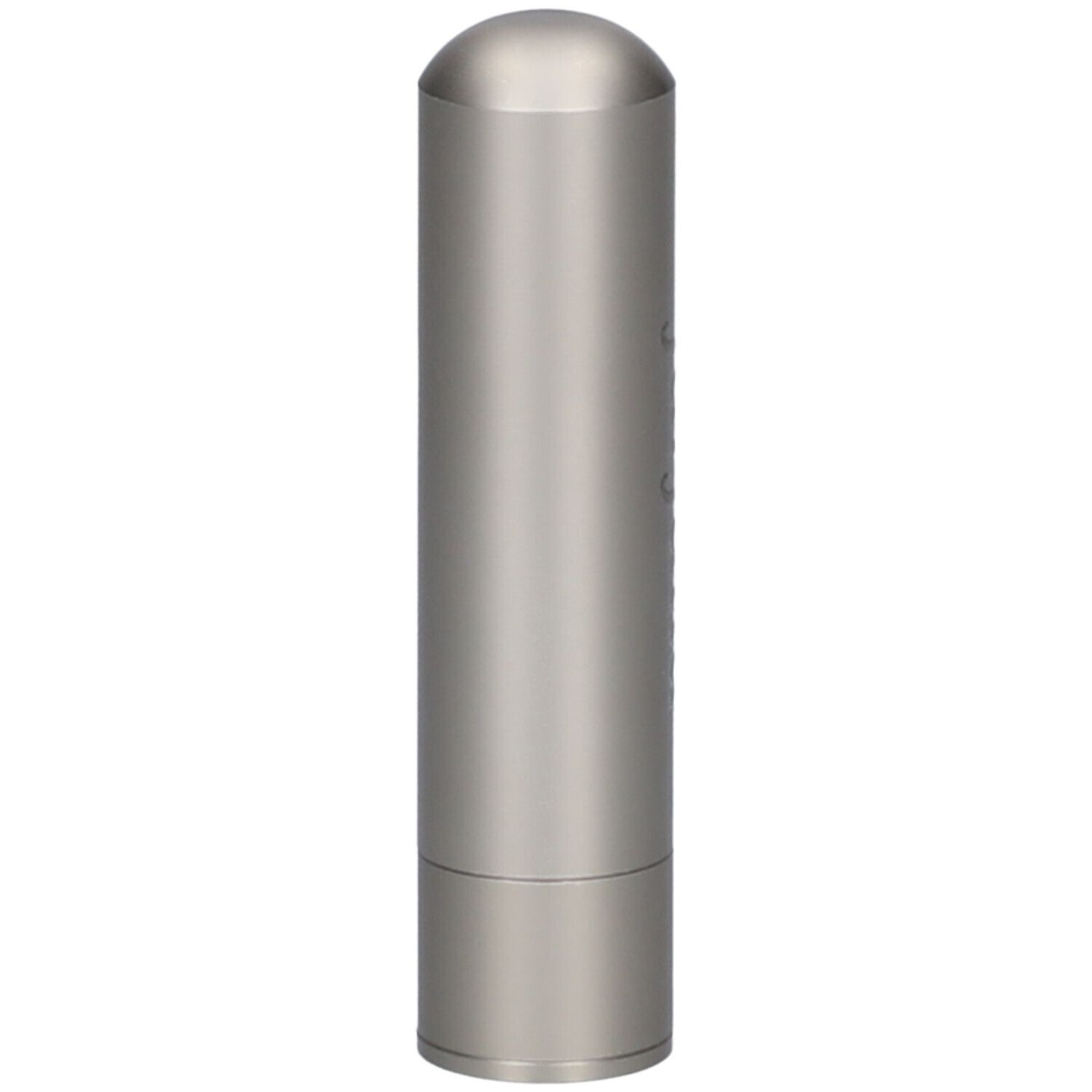Beigefarbener, zylindrischer Riechstift aus Edelstahl mit abgerundeter Kappe.