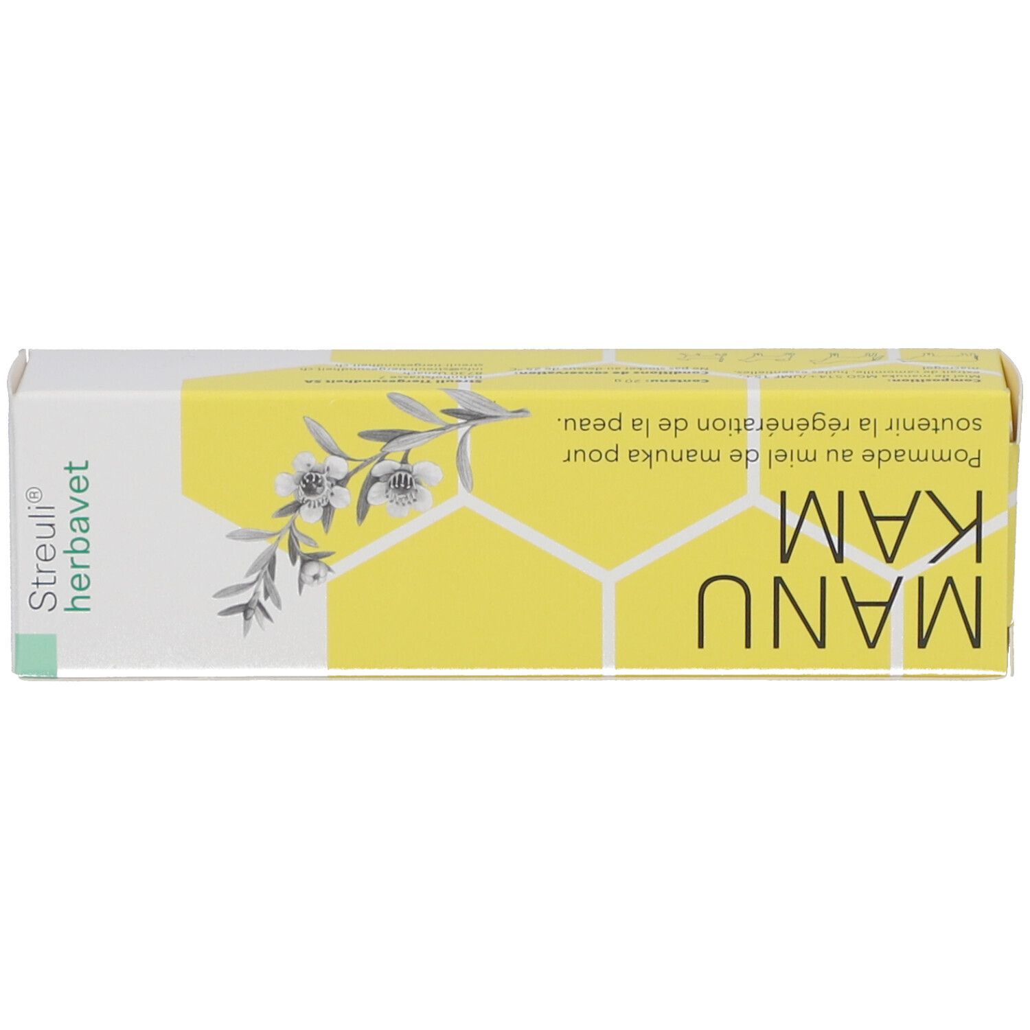 Produktverpackung mit Text und Logo. Enthält Creme. Aufdrucke mit Produktinformationen.