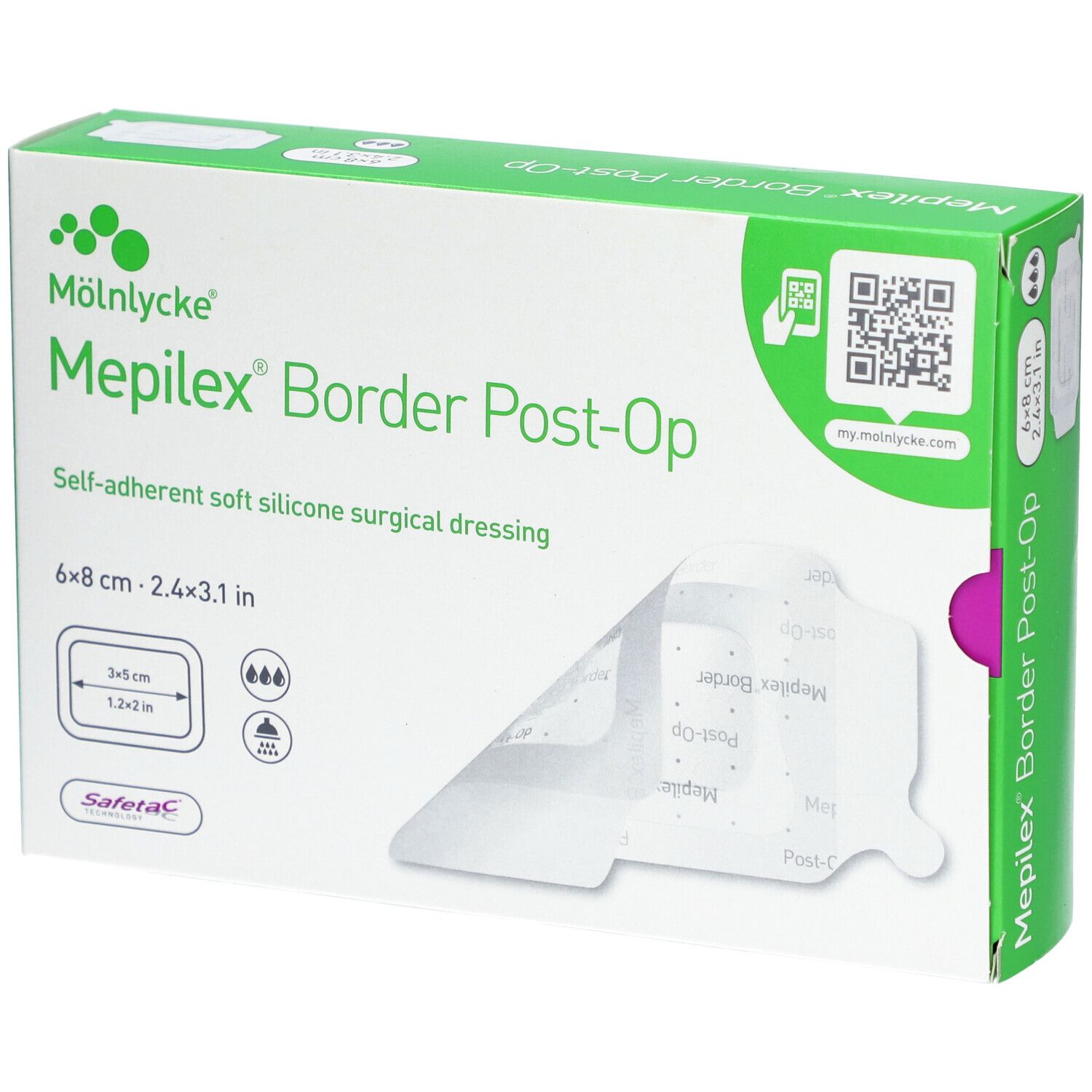 Mölnlycke® Mepilex® Border Post-Op - Pansement post-opératoire auto-fixant siliconé 6 x 8 cm