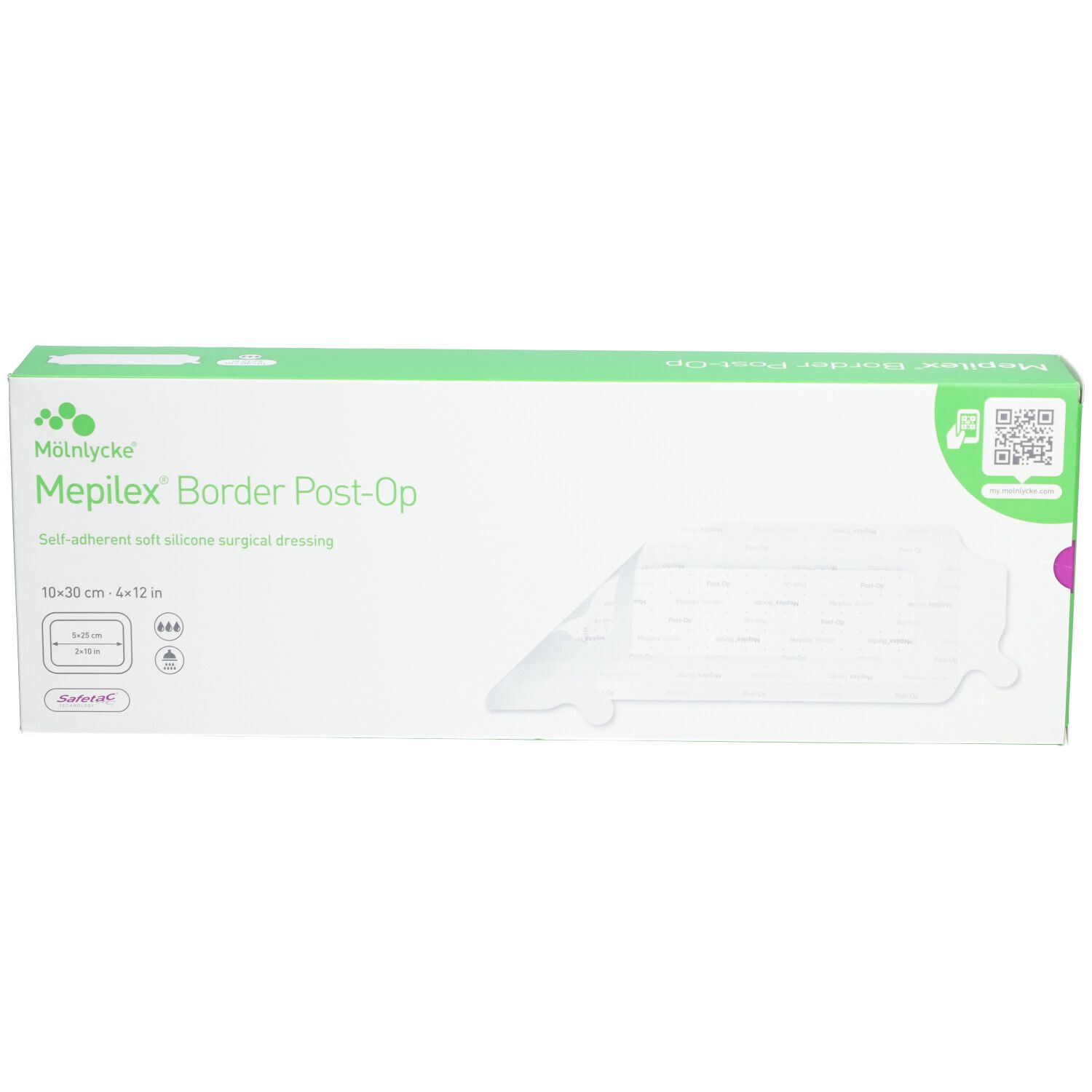 Mölnlycke Mepilex® Border Post-Op - Selbstfixierender, silikonisierter postoperativer Verband 10 x 30 cm
