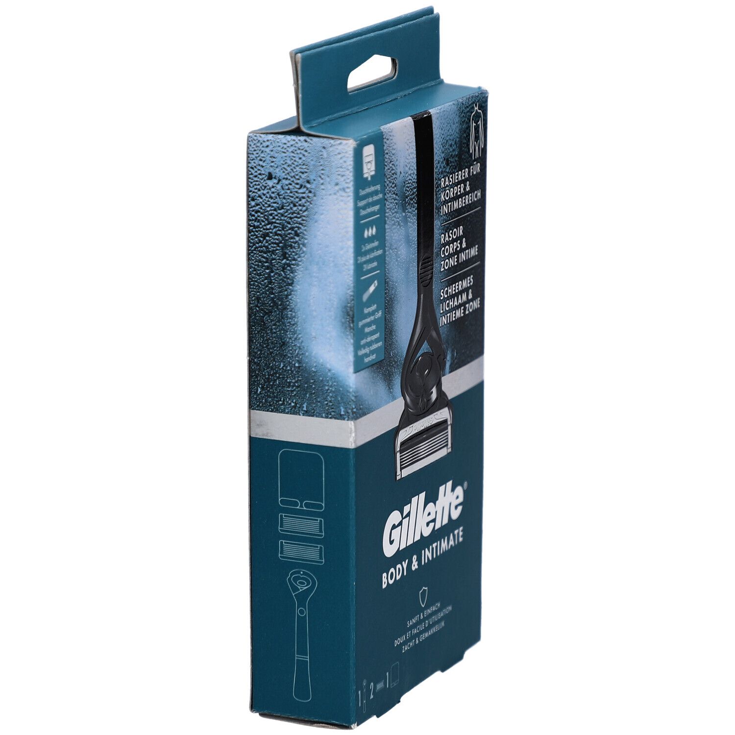 Gillette Intimate Rasierer für Männer, 1 Rasierer, 2 Ersatzklingen