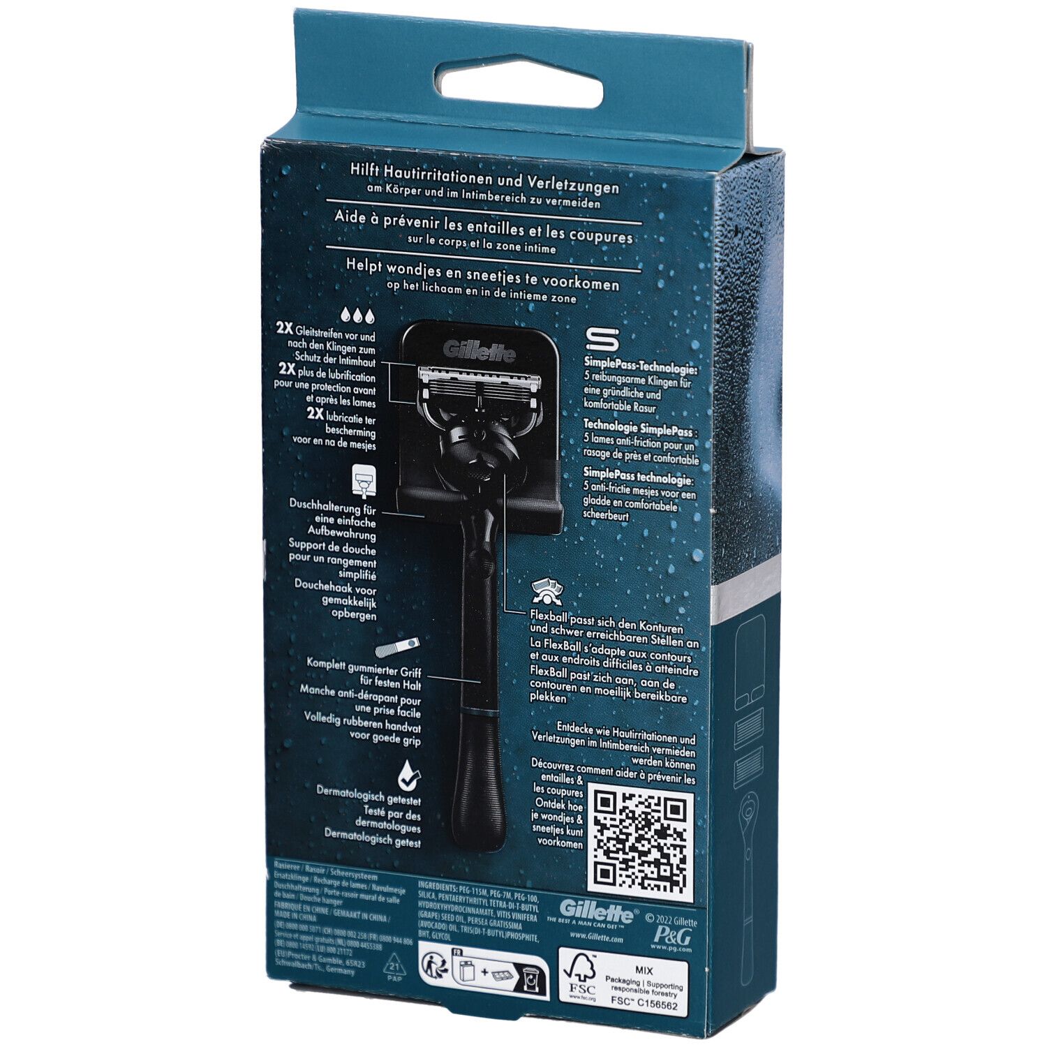 Gillette Intimate Rasierer für Männer, 1 Rasierer, 2 Ersatzklingen