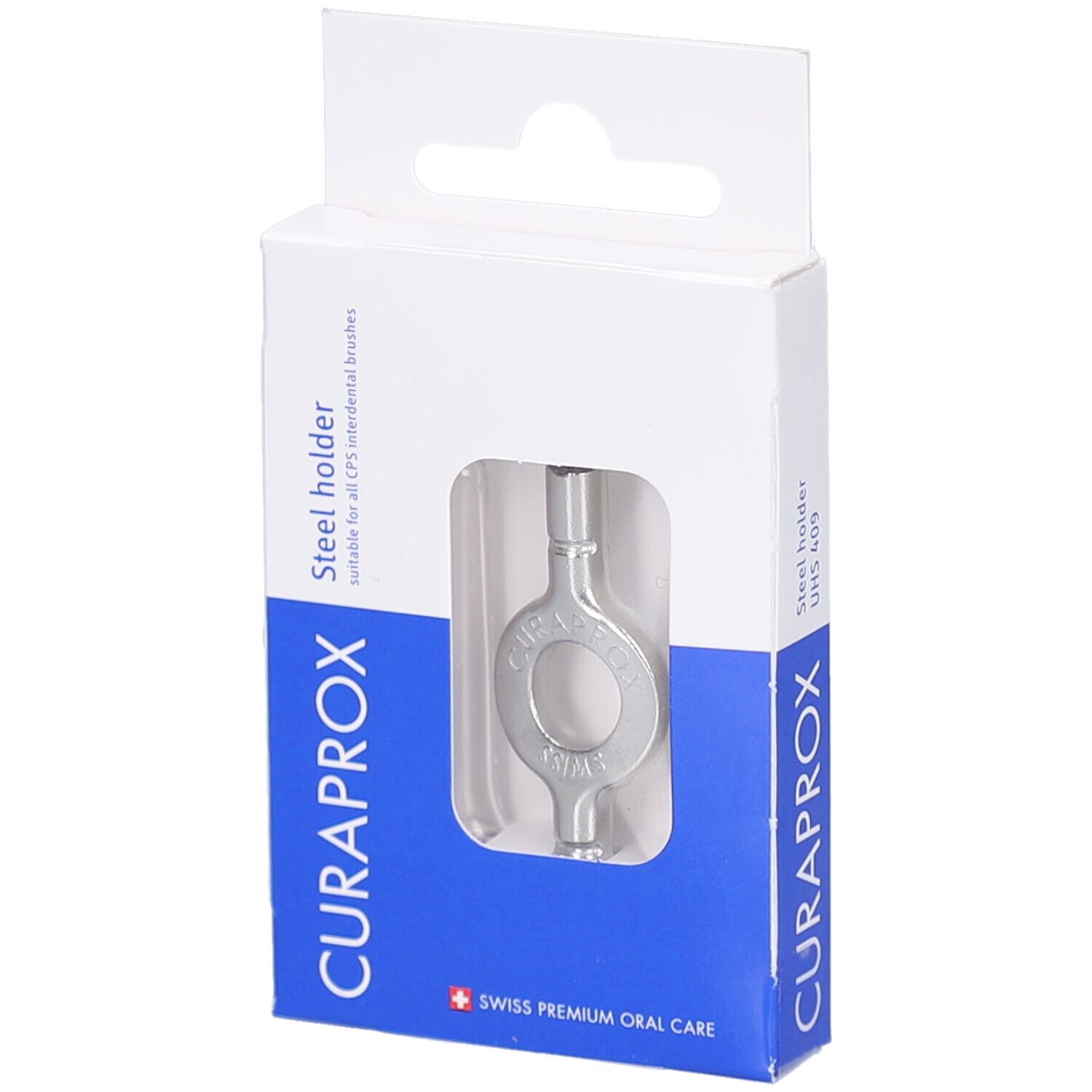 Curaprox Halter für Interdentalbürsten UHS 409, Halter aus Stahl, silberfarben