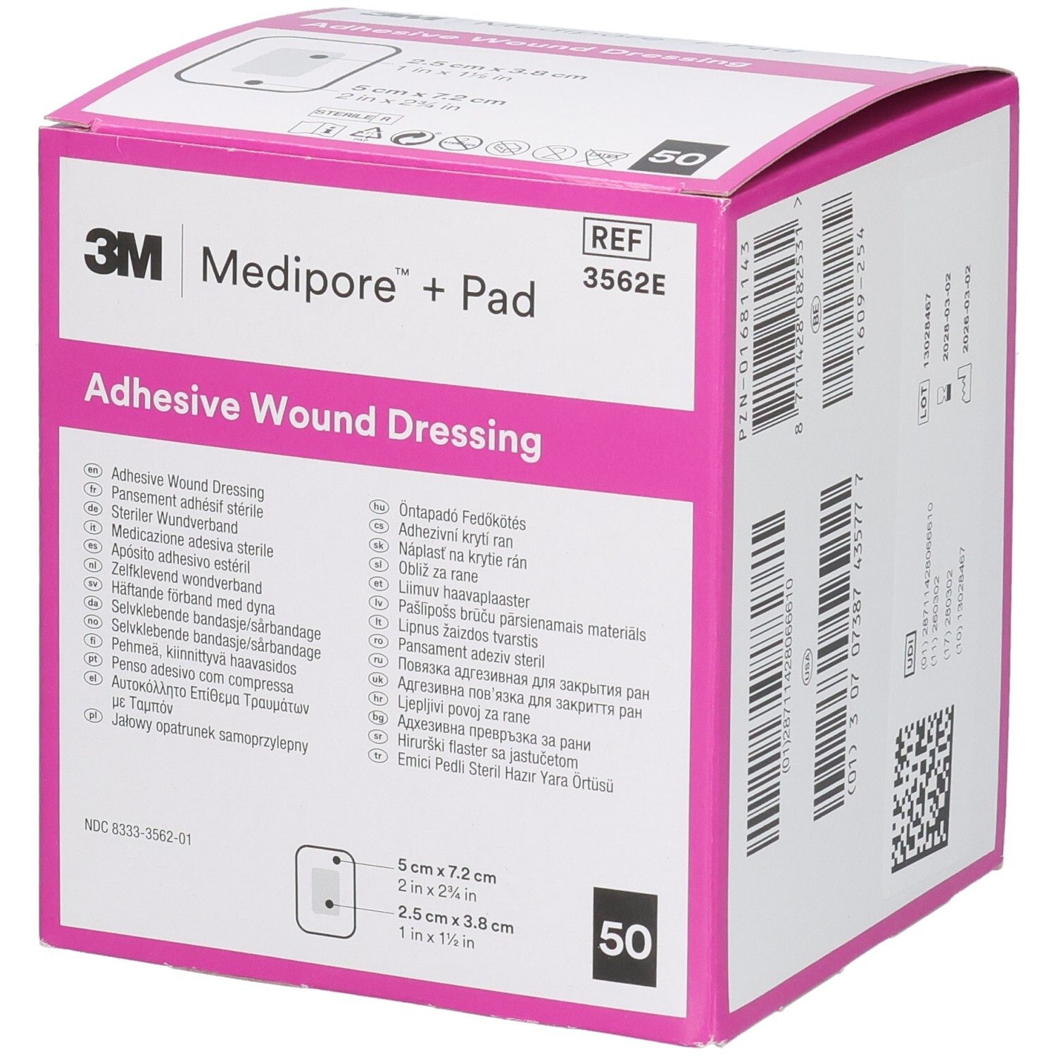 3M Medipore + Pad – Steriler Heftverband, 5 x 7,2 cm