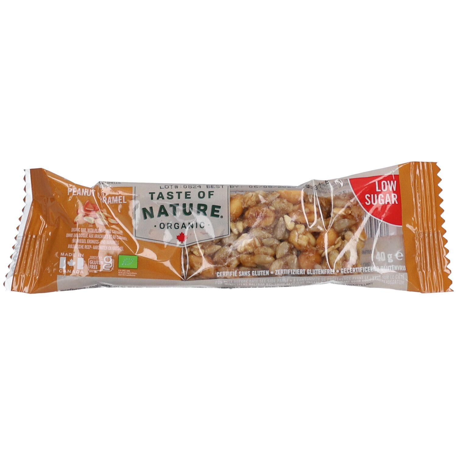 Taste OF Nature Low Sugar Pean Caram Bio 40 g Riegel