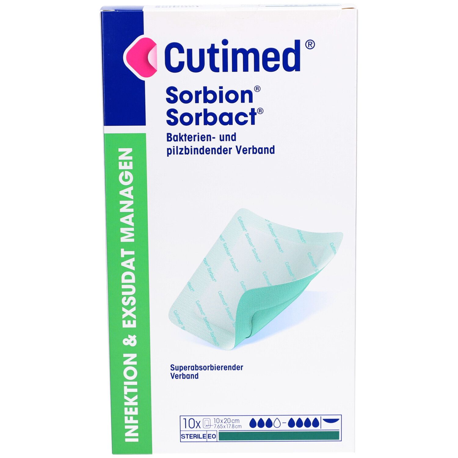 Cutimed Sorbion Sorbact Verpackung. Wundverband. 10 x 20 cm. Steril.