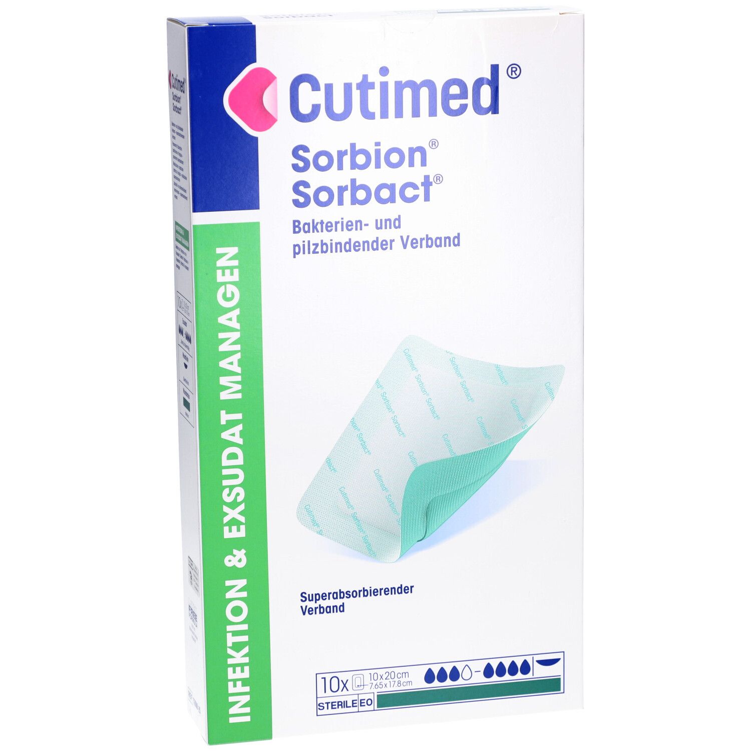 Cutimed Sorbion Sorbact Verpackung. Wundverband. 10 x 20 cm. Steril.