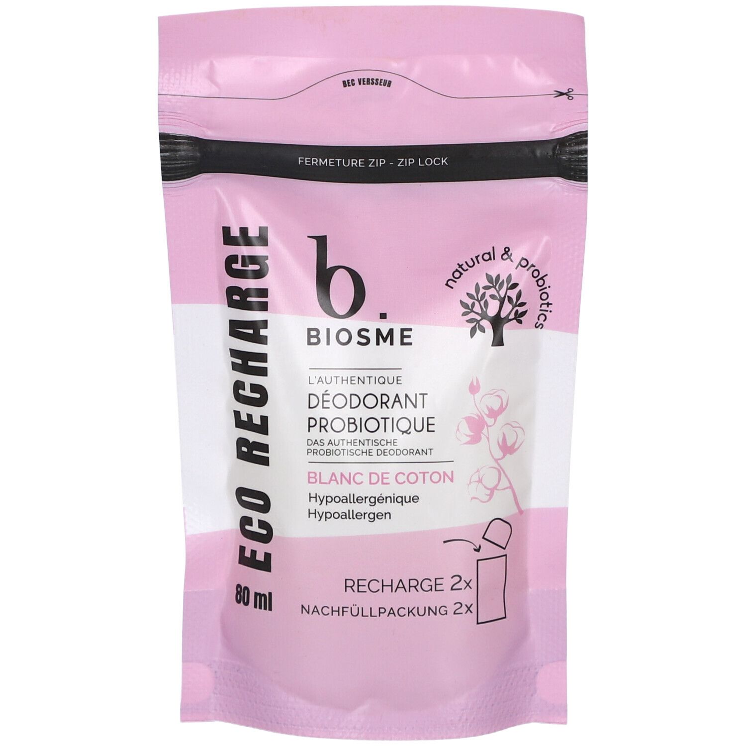 Biosme Deo probiotisch Blanc coton Nach 80 ml Liquidum