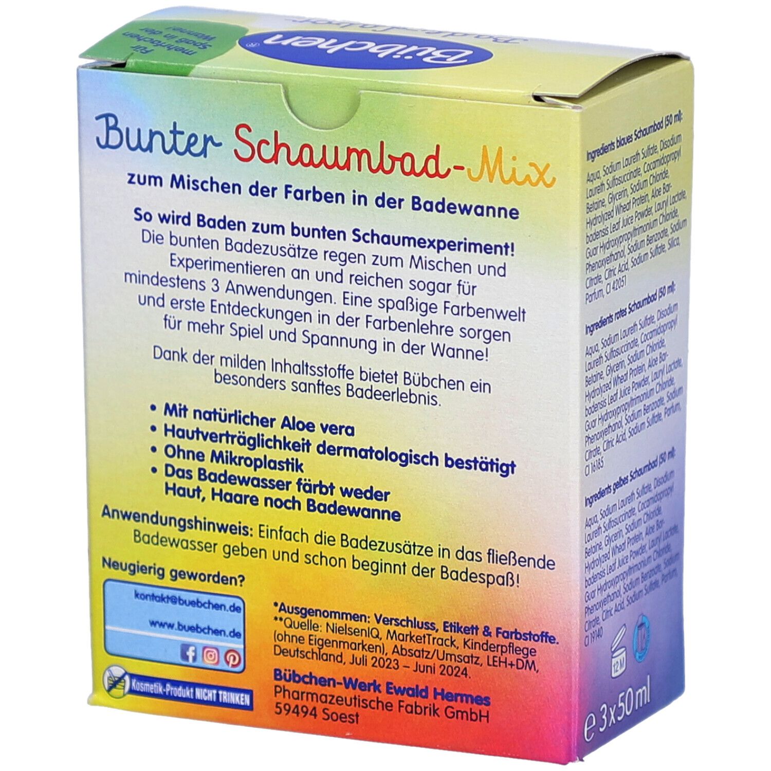 Bunter Schaumbad-Mix von Bübchen, 3x 50ml.