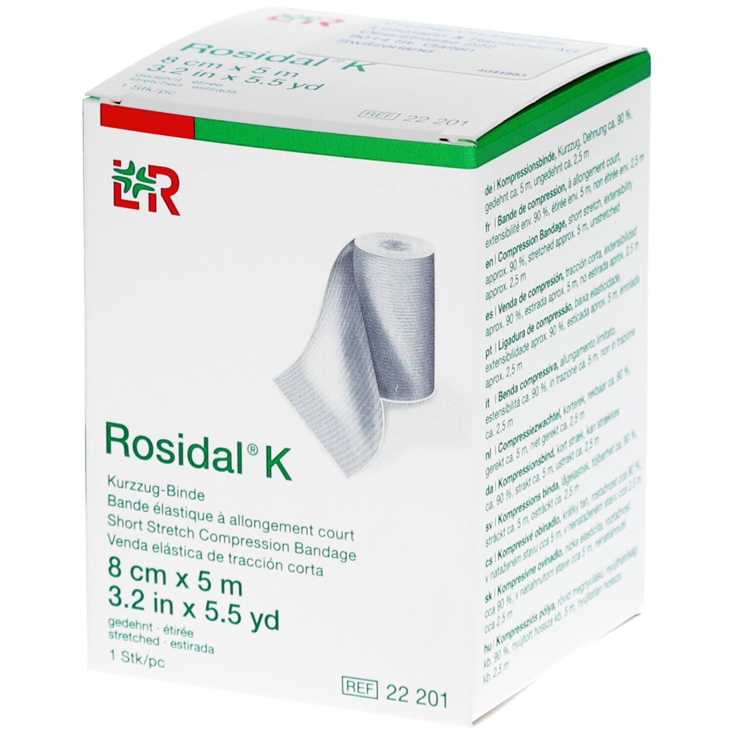L&R Rosidal® K Bande élastique à allongement court 8 cm x 5m