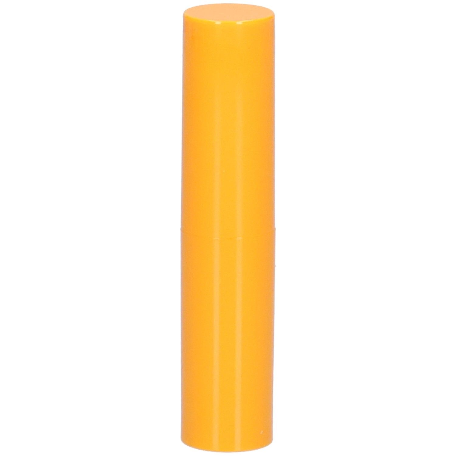 Orange Lippenbalsam-Hülse, Vorderansicht.