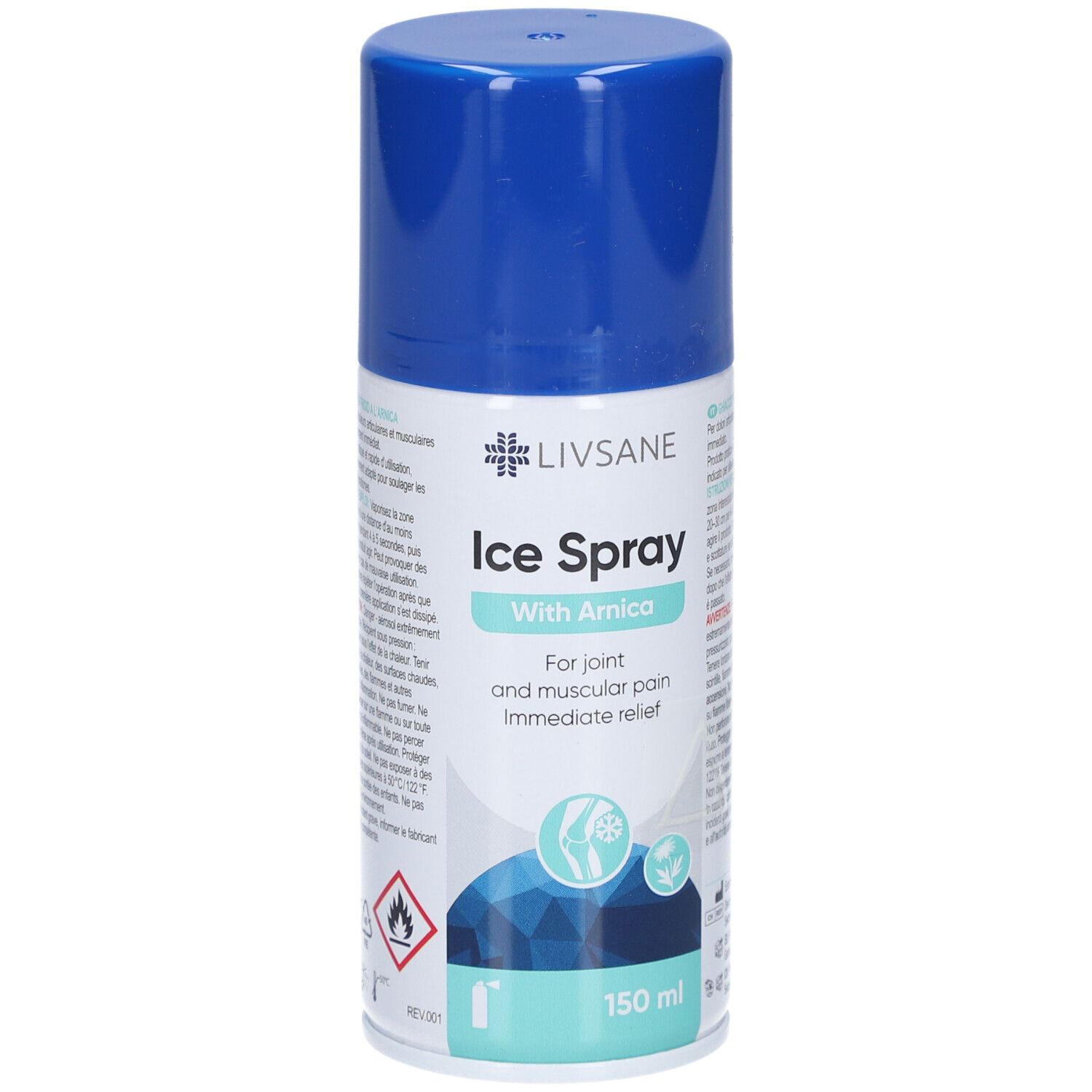 LIVSANE Ice Spray mit Arnika, 150 ml, zur Linderung von Gelenk- und Muskelschmerzen.