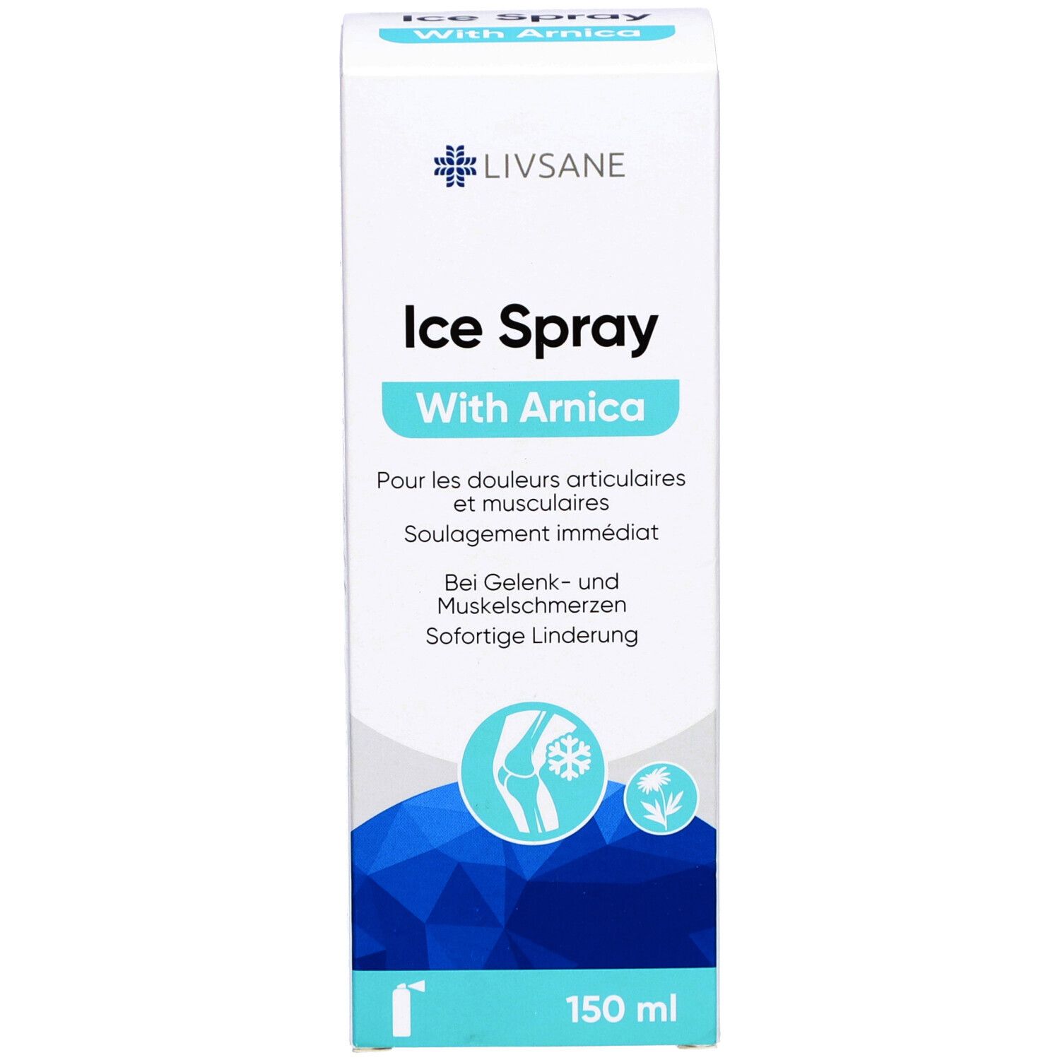 LIVSANE Ice Spray mit Arnika, 150 ml, zur Linderung von Gelenk- und Muskelschmerzen.