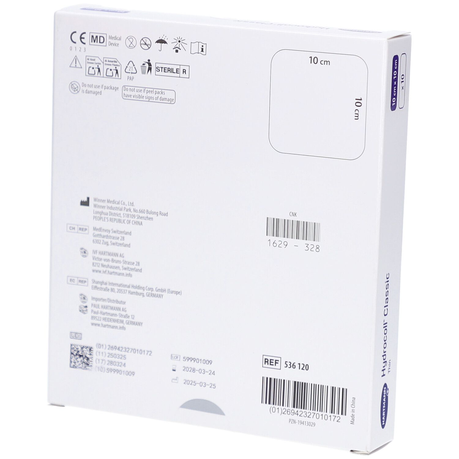 Hydrocoll Classic Thin 10x10 cm