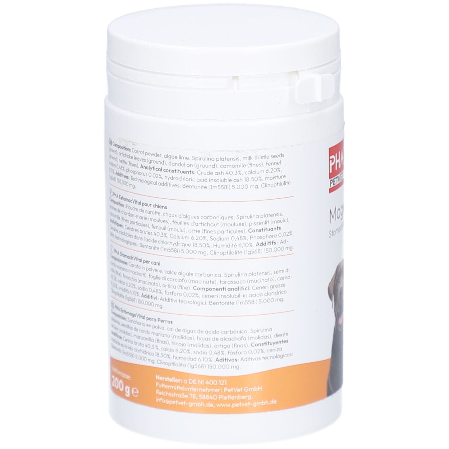 PHA PETVET MagenVital StomachVital für Hunde, 200g Dose.