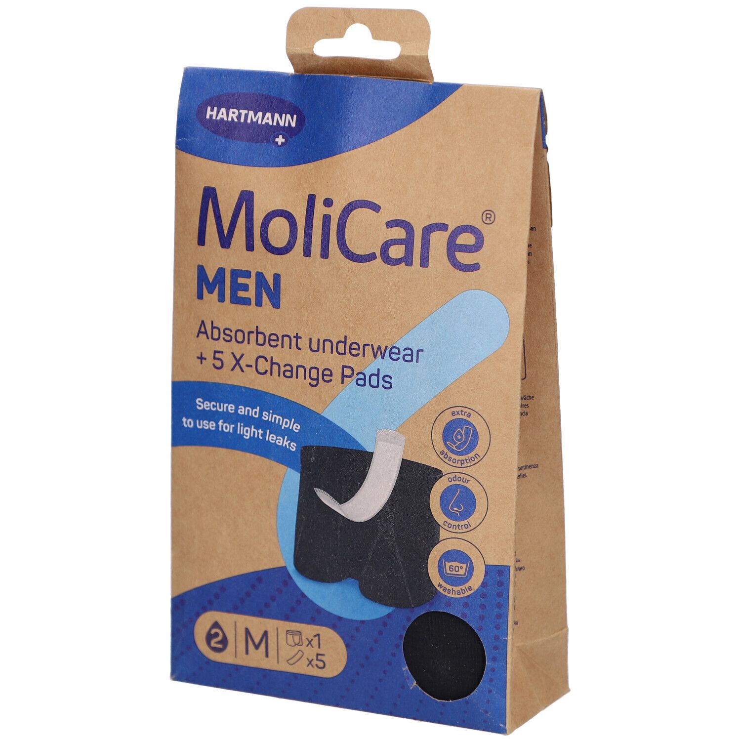 MoliCare® MEN Absorbierende Unterwäsche + 5 X-Change-Einlagen Größe M